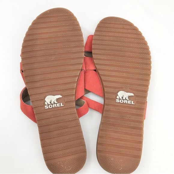 Sorel ELLA Orange Woven Suede Leather Slide Sandals - Picture 11 of 13